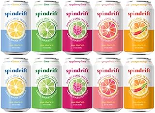 Spindrift Sparkling Water, 5 Flavor Variety Pack, Made with Real Squeezed Fruit, 12 Fl Oz Cans, Pack of 10