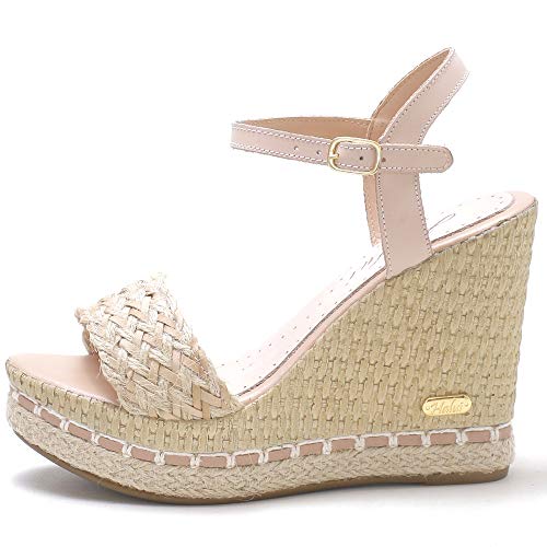 Sandália Anabela Plataforma SB Shoes couro/Trança ref. 3227 (35, NUDE)