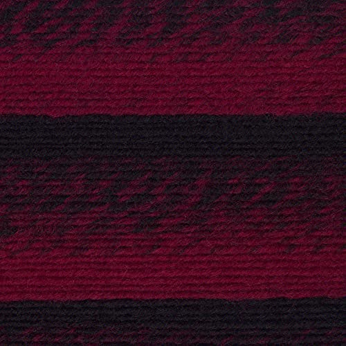 Image of Lion Brand Yarn (1 Skein) Scarfie Bulky Yarn, Cranberry /Black
