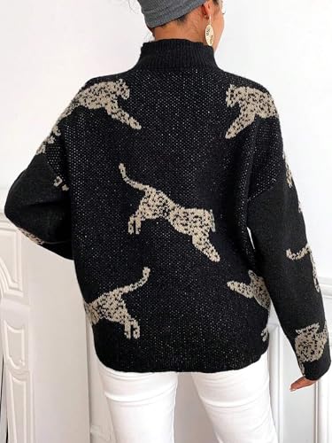 Image of ZAFUL Flower Crochet Turtleneck Sweater for Women Pullover Puff Long Sleeve Boho Knit Sweaters Trendy Knitwear Tops