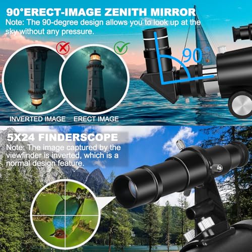 Image of Telescope for Adults, Professional High Powered 90mm Aperture 800mm Refractor Telescopes for Astronomy Beginners with AZ Mount Tripod & Phone Adapter