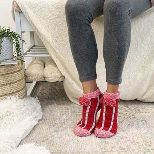 Cuddl Duds Women Warm Gift Multipack Super Soft Comfortable 4 Pair Pack Lounge Socks, Snowflake3