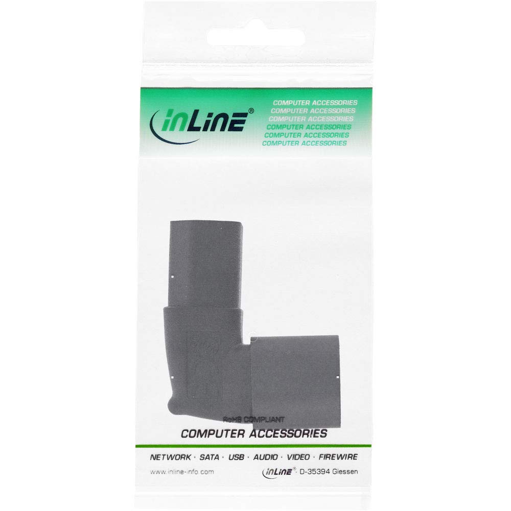 InLine® 16723F adapter sieciowy IEC 60320 C14 / C13, kąt górny/dół, 3-biegunowe urządzenia chłodzące