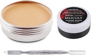 MEICOLY 3Pcs Special Effects SFX Makeup Kit,Fake Nose Skin Putty Wax Makeup for Cosplay,Scar Wax Fake Scar Modeling Wax for Fake Cut Wound with Spatula,Fake Blood Scab Coagulated Blood Gel,Light