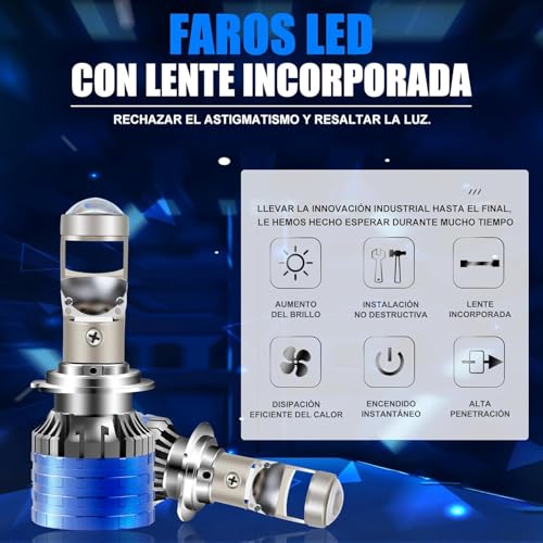 Image of H4 /9003 /HB2 LED Headlight Bulbs Universal H4 100W Led Headlight Lens Projector Bulb H4 /9003 /HB2 LED Headlight Bulbs with Mini Projector Lens Hi /Lo Beam With Cooling Fan For Cars (HJ G 100 WATT)