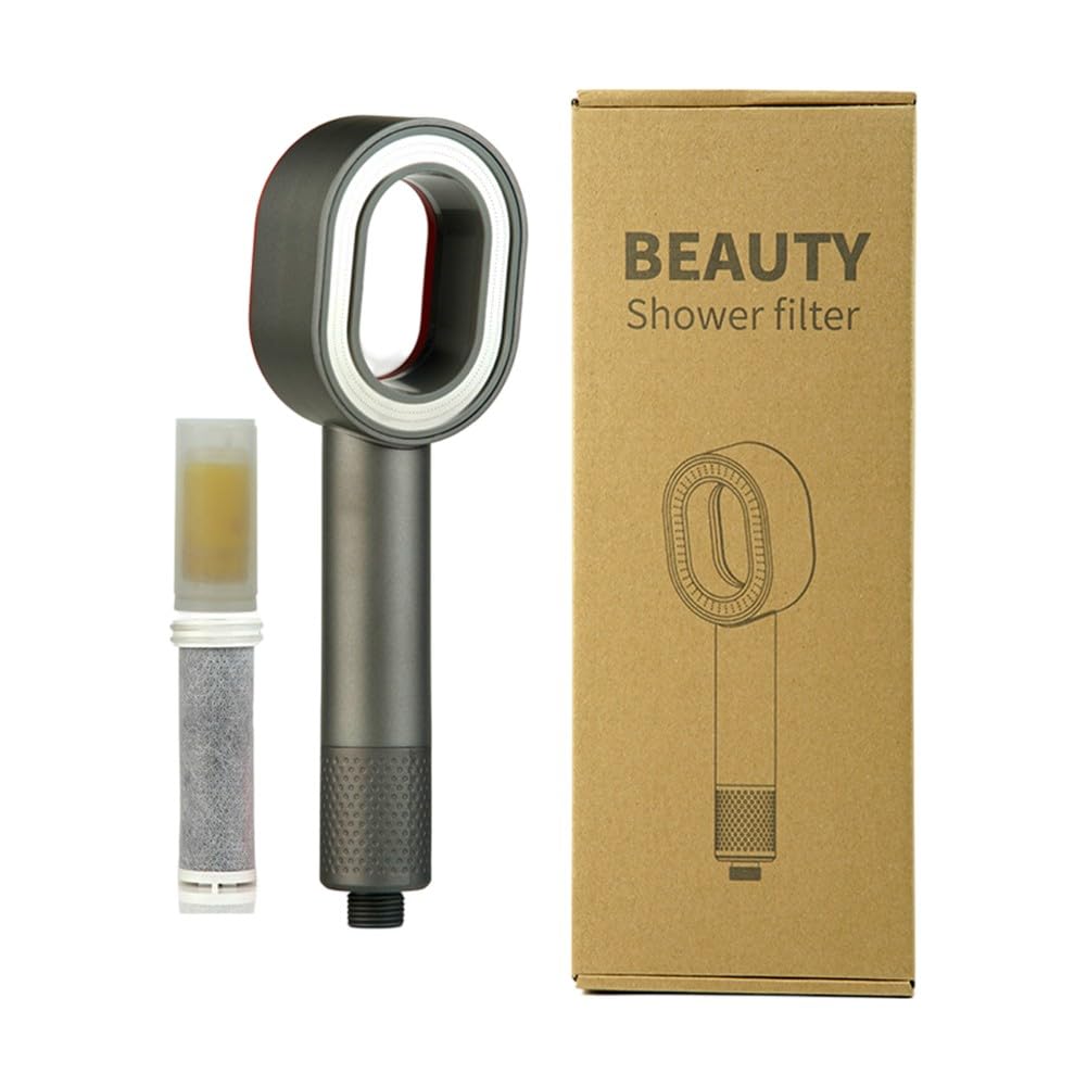 Alcachofa de ducha de alta presión con filtro y aromaterapia, pulverizador de baño ABS contra la cal y agua dura, fácil de instalar, color negro