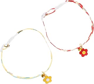 Angoily Pack of 2 Flower Collar for Pets Skin-Friendly Cat Collar Trendy Adjustable Cat Collar Adorable Cat Collar Cute Decorate Accessories Chain Nylon product image
