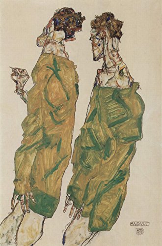 Tableau Egon Schiele Men in Green en impression jet d'encre noir mat format Medium - 2