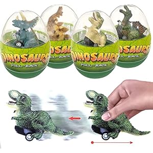 4 Pack Jumbo Eggs with Dinosaur Pull Back Cars, Dinosaur Toys for Kids,Dino Vehicles for Christmas Party Favors,Goodie…