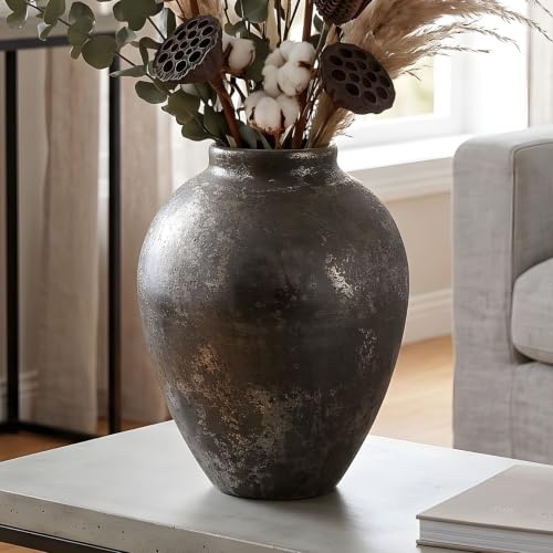 Vase à fleurs en métal doré de table pour branche et fleur séchée