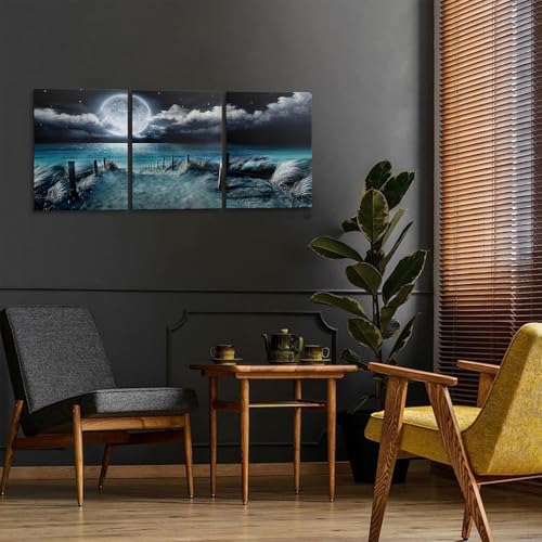Canvas Wall Art for Living Room Blue Beach Sea Nature Landscape Modern Artwork Bathroom Pictures Bedroom Wall Decor Family Prints Paintings Wall Decoration Hallway Office Home Decor - Image 3