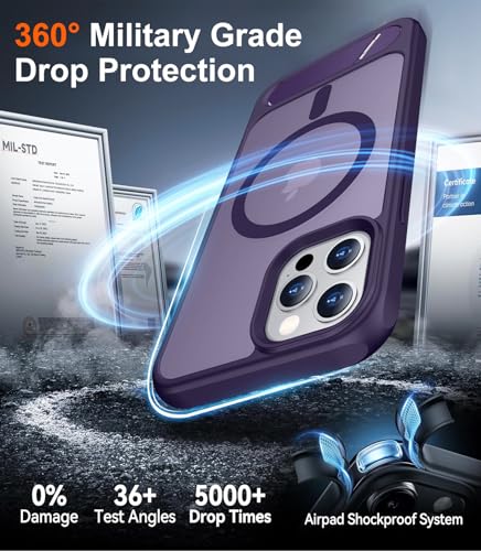 Image of Magnetic Compatible with iPhone 12 Pro Max Case, [Built-in Invisible Kickstand][Compatible with MagSafe][Military Grade Shockproof] Slim Translucent Matte Phone Case for iPhone 12 Pro Max 6.7 inch
