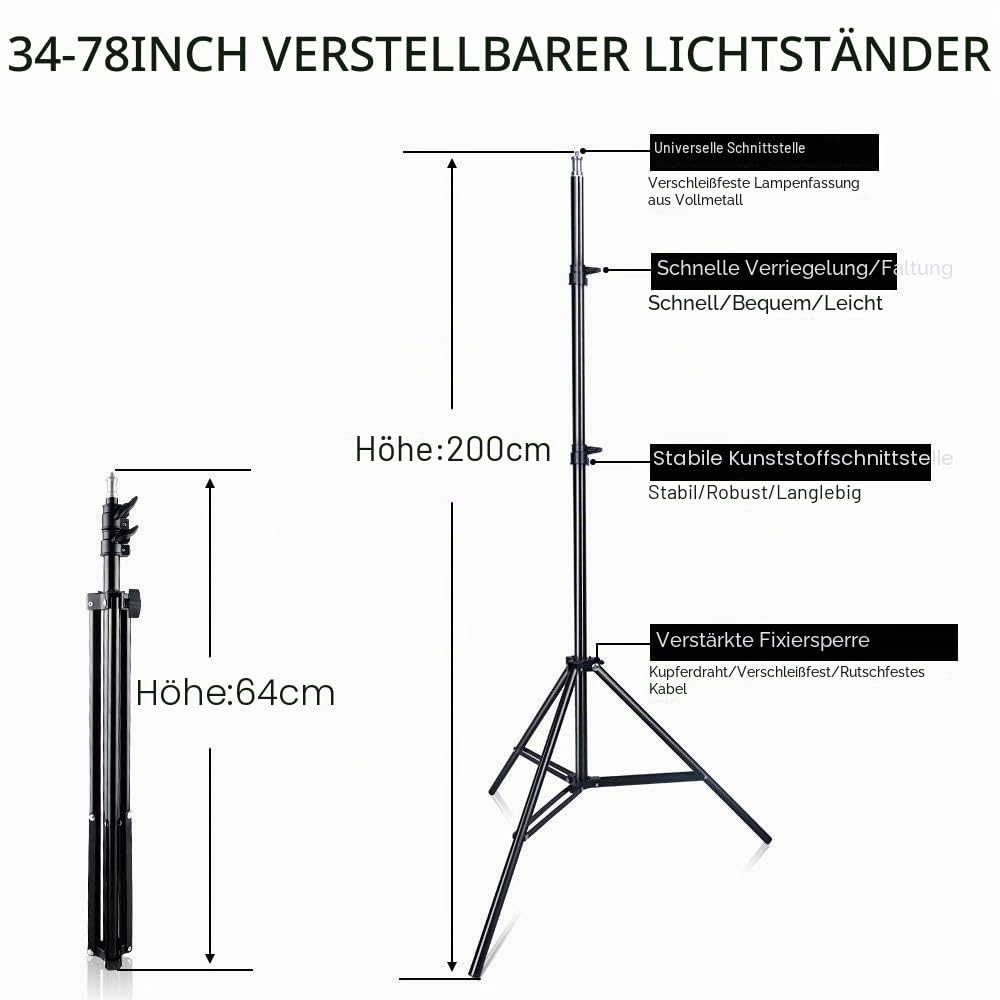 SAMTIAN 2 Stück 600 LED Video licht/Studioleuchte-Kit beinhaltet : CRI95 3200K / 5600K-Kameraleuchte, 75’’Lichtstativ, batterien und Fernbedienung für Für Videofotografie,Studiofotografie
