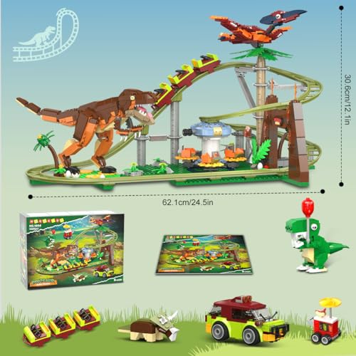1222 pezzi di dinosauro sulle montagne russe giocattolo da costruzione con 4 dinosauri, fuoristrada, modelli di dinosauro, regalo per adulti, ragazze ragazzi a partire dagli 8 anni - Lego - Immagine 8
