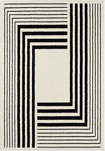 Tapete Decorativo Abani Geométrico Beige/Negro 243x310 cm miniatura 3