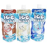 Snowcone On The Go Ice Bites - Flavored Frozen Ice Pouches, Variety Pack, Strawberry, Blue Bubble Gum & Wedding Cake, 8 Oz each (Pack of 3)