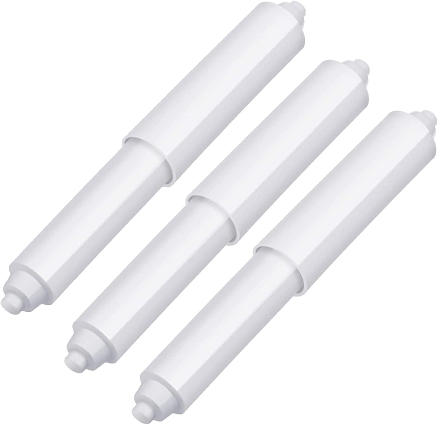 Biella 3 Pieces Plastic Toilet Paper Holder, Toilet Paper Dispenser Bathroom Tissue Box Holder Roller with Spring Loaded(White)