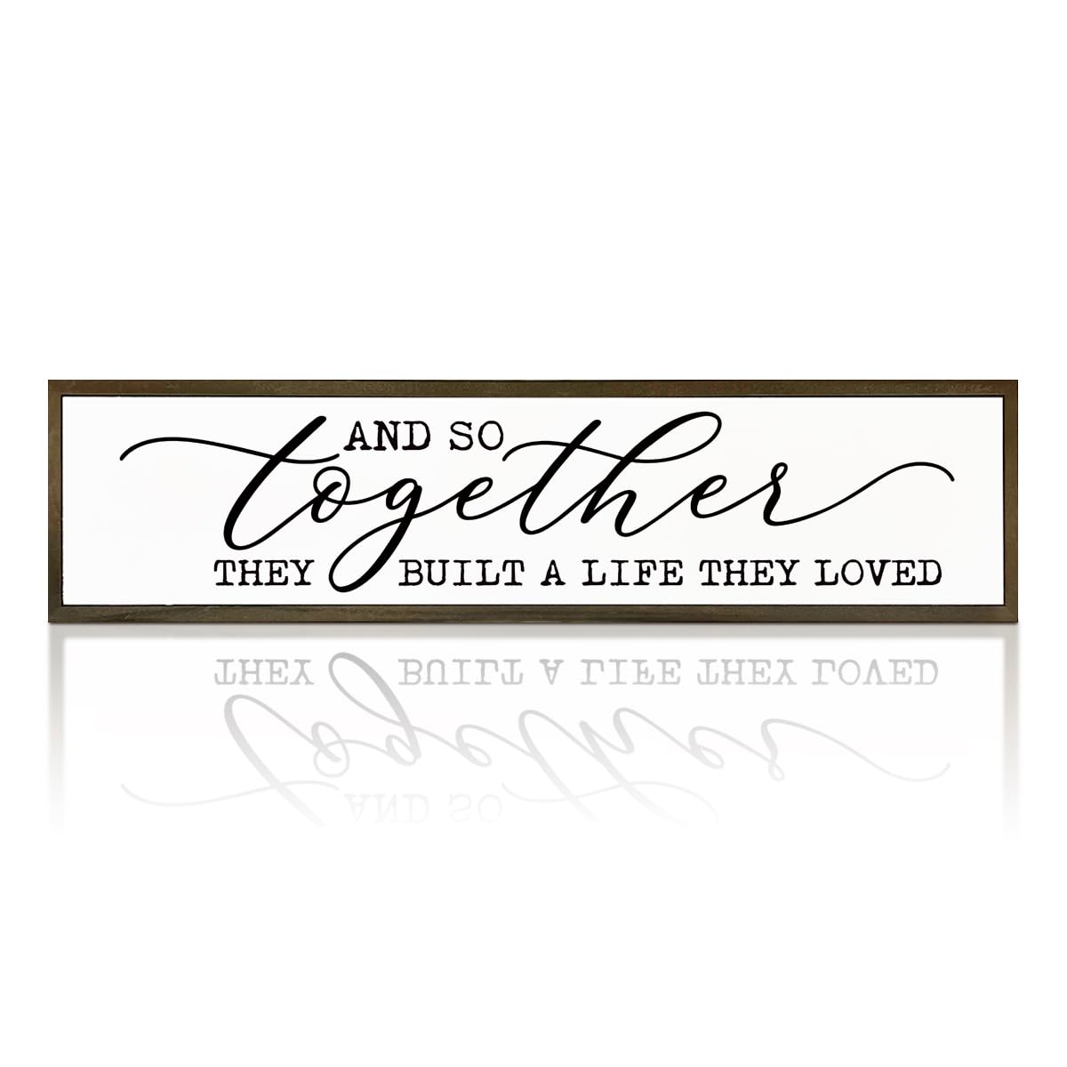 WKYAER Rustic Home Decor, Decorative Wooden Wall Plaque, Farmhouse Decoration Sign, Tabletop Decor, Inspirational Wood Signs for Home, Together They Built A Lif