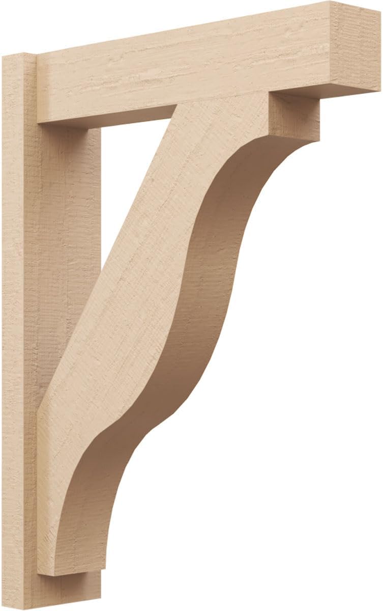 Ekena Millwork 6"W x 24"D x 32"H Funston Block Rough Cedar Woodgrain TimberThane Outlooker, Primed Tan