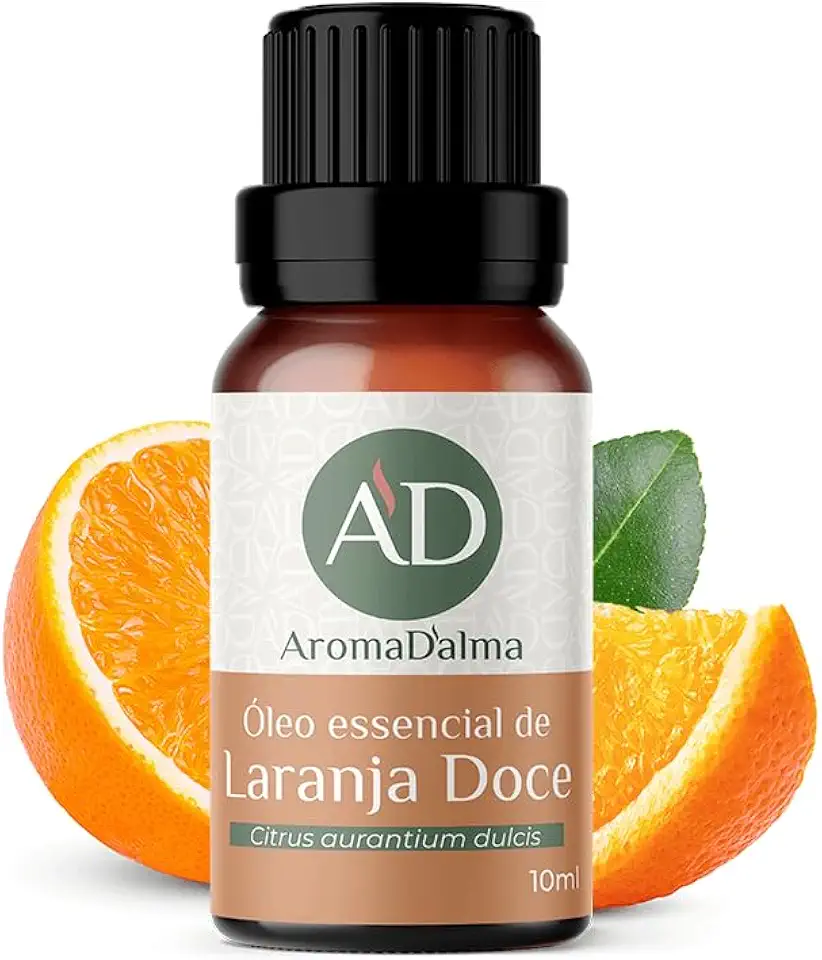 Óleo Essencial De Laranja Doce 100% Puro - 10ml - Ideal Para Difusor, Aromaterapia e Cuidados Com o Corpo I Aroma Frutal, Cítrico e Suave I Aroma D'alma