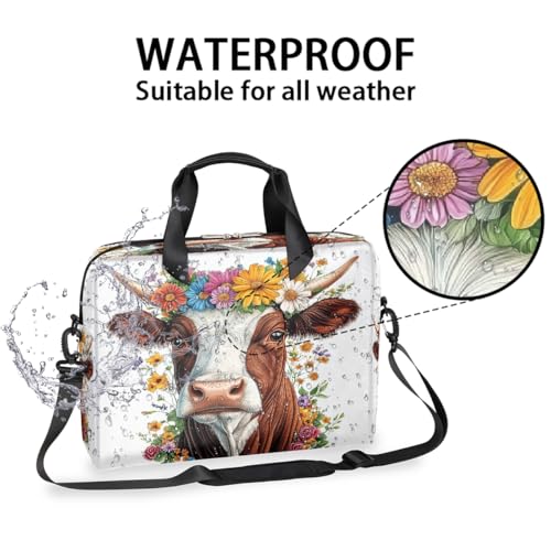 Maletín para laptop de 15.6 pulgadas con estampado de vaca miniatura 3