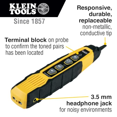 klein tools vdv500-820 wire tracer tone generator and probe kit continuity tester for ethernet telephone speaker coax video and data cables rj45 rj11 rj12