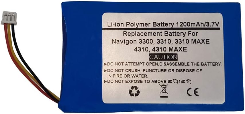 3.7V 1200mAH Replacement Battery for NAVIGON 3300,3310,3310 MAXE,4310,4310 MAXE, 0923FLYE31938, 384.00022.005, 8390-YE01-0780