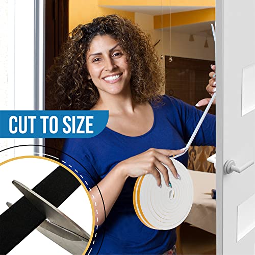 High Density Foam Weather Stripping Door Seal Strip Insulation Tape Roll For Insulating Door Frame, Window, Air Conditioner | Self Adhesive Sealing Weatherstrip (Black, 1/4 In 1/8 In 50 Ft) #TOP7