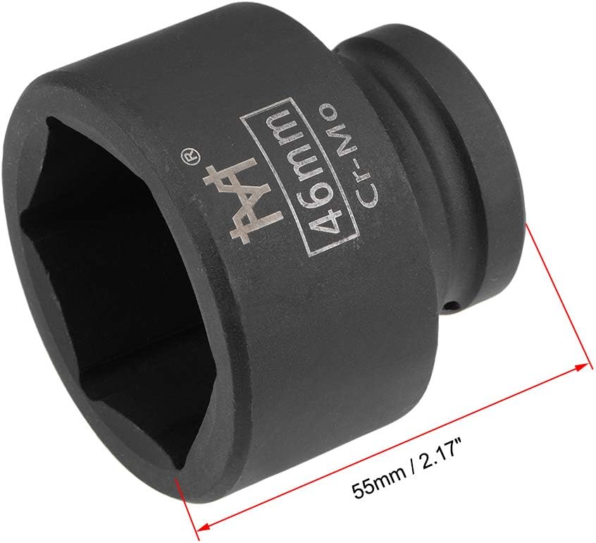 uxcell 3/4-Inch Drive by 46mm Shallow Impact Socket, Cr-Mo Alloy Steel, 6-Point, Metric