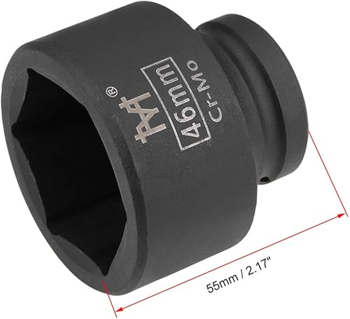 Miniatura 56 de uxcell 3/4 pulgadas de accionamiento por 1.417 in de zócalo de impacto poco profundo, acero de aleación Cr-Mo, 6 puntos, métrico
