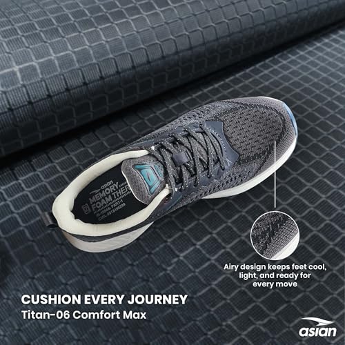 Image of ASIAN Titan-06 Men's Sports Shoes| Lightweight & Breathable Lace-Up Running Shoes | Stylish All-Day Comfort Trainers for Gym, Walking, Casual