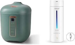CHACEEF Mini Rice Cooker 4 Cups Uncooked, 1.2L Portable Non-Stick Small Rice Maker & CHACEEF Travel Electric Kettle, 350ml Portable Water Bottle with Non-stick Coating