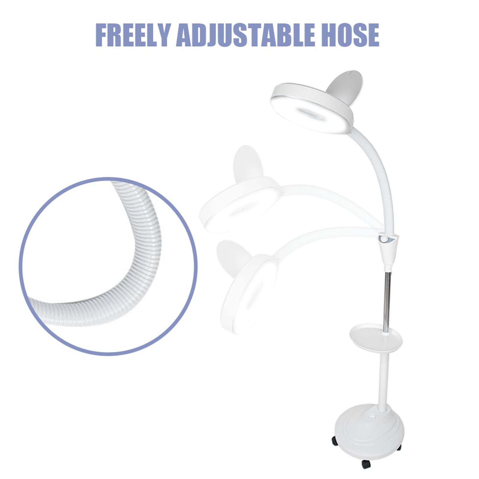 Focket Lámpara de Pie LED, Lámpara de Maquillaje de Pestañas de Luz Fría, Lámpara de Luna para Extensiones de Pestañas, Lámpara de Luz de Luna, Lámpara de Pie Ajustable con Lupa