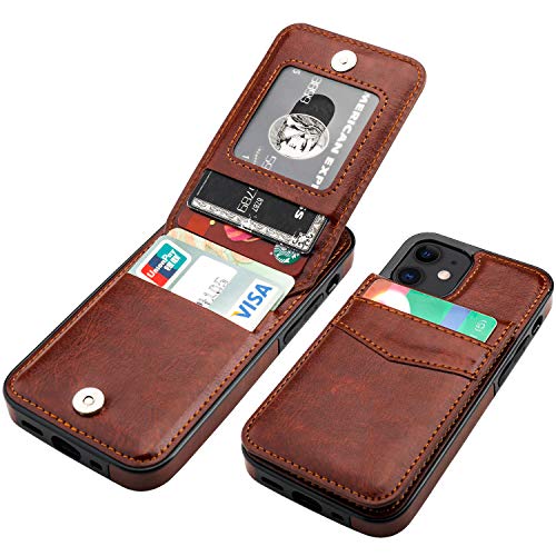 KIHUWEY-Compatible-with-iPhone-12-Mini-Case-Wallet-with-Credit-Card-Holder-Premium-Leather-Magnetic-Clasp-Kickstand-Heavy-Duty-Protective-Cover-for-iPhone-12-Mini-54-Inch