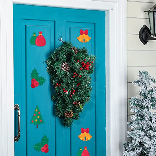 4 Pack Artificial Green Christmas Teardrop Door Swag Diy Xmas Wreath Garland Pine Swag Decor For Holiday Winter Wall Front Door Mantle Fireplace Indoor Outdoor Decor (Green, 18 Inch) #TOP5