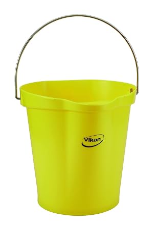 3 1/4 gal Round Bucket, 12-3/4 in H, 12 4/5 in Dia, Yellow, Polypropylene/Stainless Steel - 1 Each