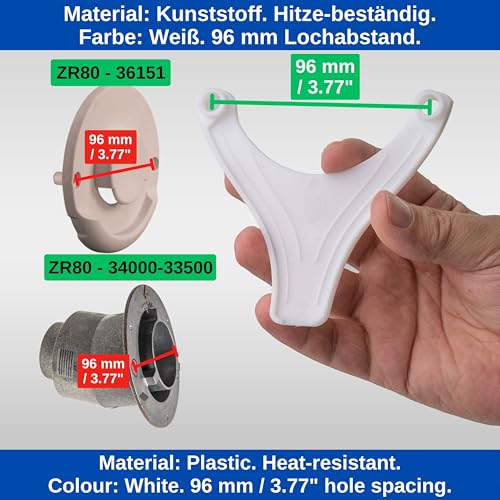 Kondenswasser Ablauf für Wohnwagen Heizung, 1 Stück, kompatibel mit TRUMA Kaminteil ZR80, 96 mm Lochabstand, in Weiß, Kaminschild Abfluss gegen Dreck- und Eisbildung, Kappe Kaminabdeckung Abgasrohr