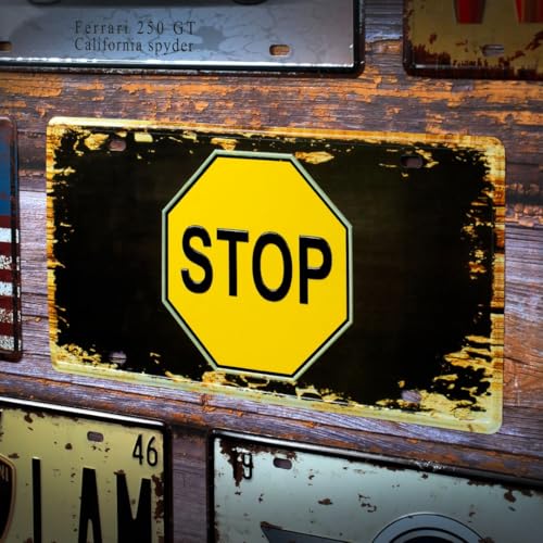 Image of inchStop inch Vintage Retro Metal Signs - License Wall Plate, Car Tag - Ideal for Cafe, Restaurant, Shop, Home, Hotel, Club, Office, Living Area - Design Plaque