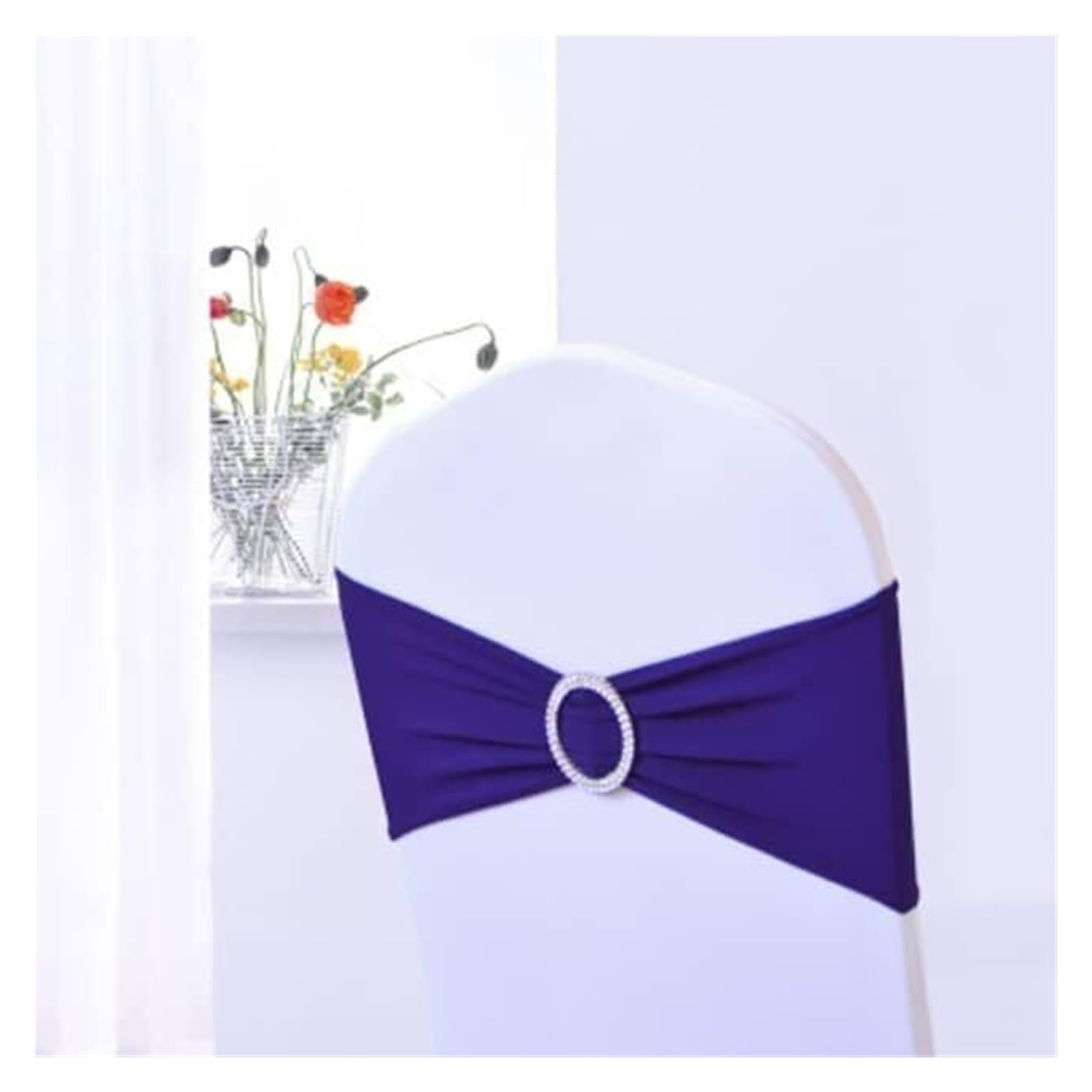REcsdza chair sashes, 100Pc Spandex Chair Sash Wedding Band SFor Covers Decoration Party Dinner Banquet,100pcs(Dark Blue)