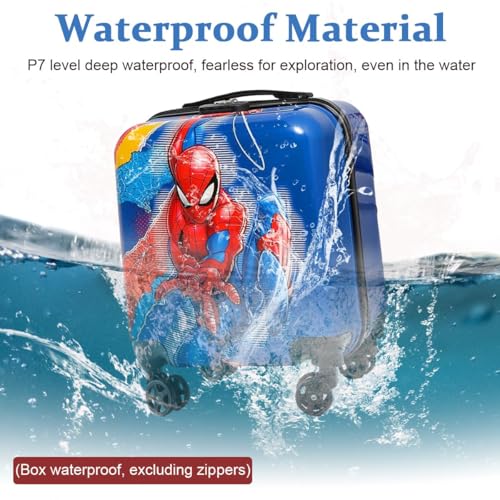 Image of Kids Carry On Luggage with Wheels, 18-inch Hard Shell Suitcase for Boys & Girls, Lightweight Toddler Rolling Travel Bag with Retractable Handle, Durable Hardside Spinner Suitcase for Airplane Travel