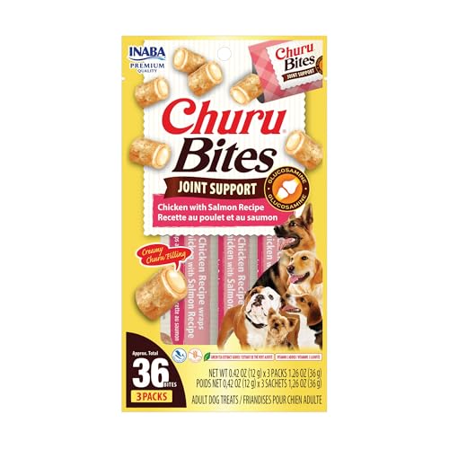 INABA Churu Bites Joint Support for Dog, Functional Lickable Dog Treat with Taurine & Green Tea Extract, 1.26oz Each, 18 Tubes Total, Chicken with Salmon Recipe - image 1