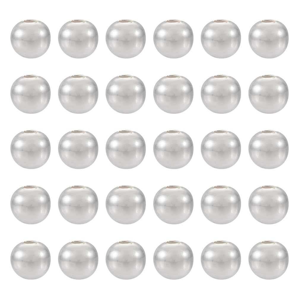 Cheriswelry 50Pcs 925 Sterling Silver Beads 4mm Round Smooth Spacer Beads for Bracelet Necklace Earring Anklets DIY Jewellery Crafts Making
