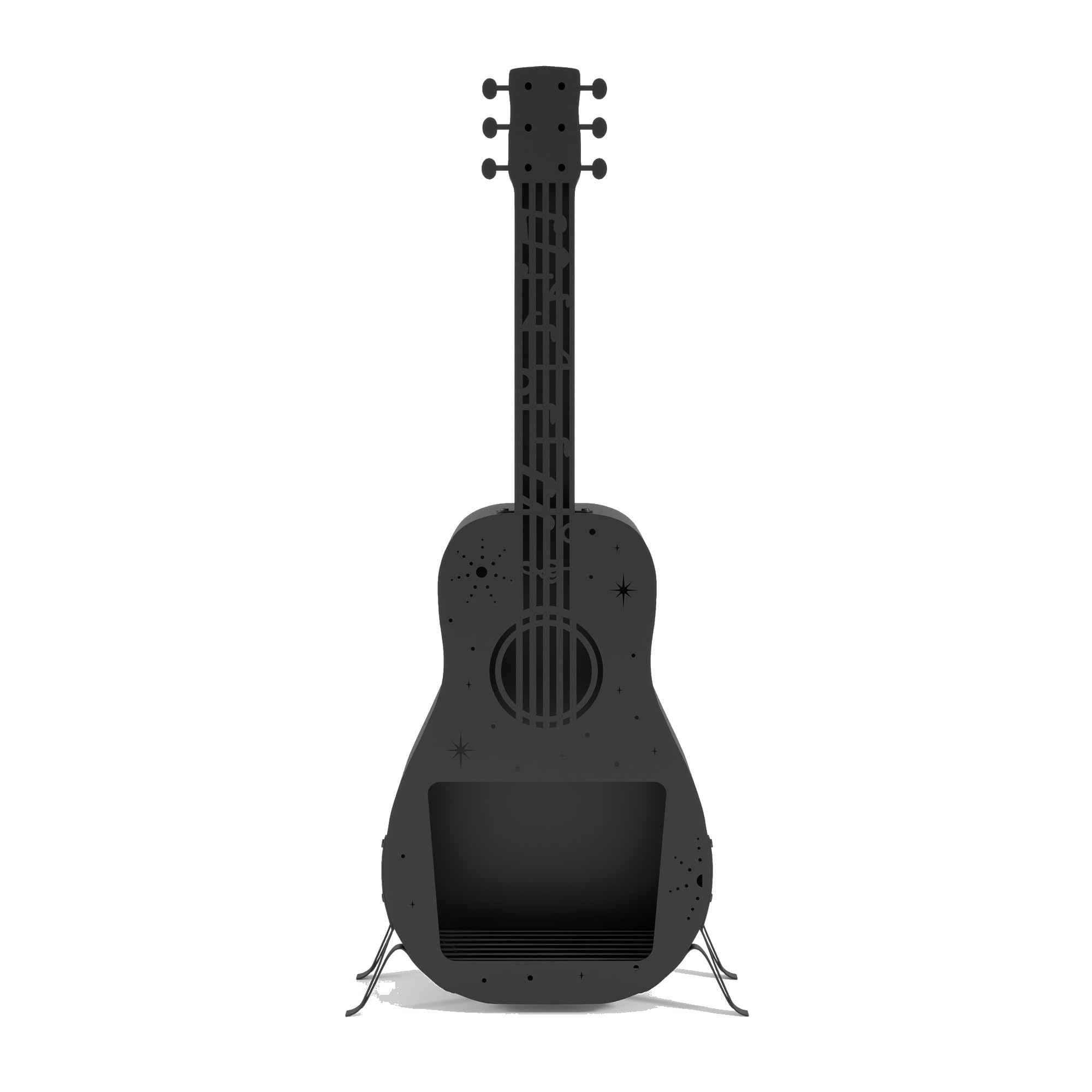 Camino da Esterno, braciere a Legna a Forma di Chitarra | Acciaio inossidabile, uso in campeggio e in giardino, ventilazione del camino, design for chitarra portatile