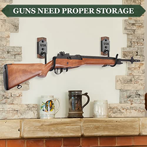 Vieway Horizontal Gun Rack Wall Mount Hook For Rifle, Shotgun Bow Storage Display Hangers, Solid Wood Heavy Duty Steel -Mk886A #TOP1