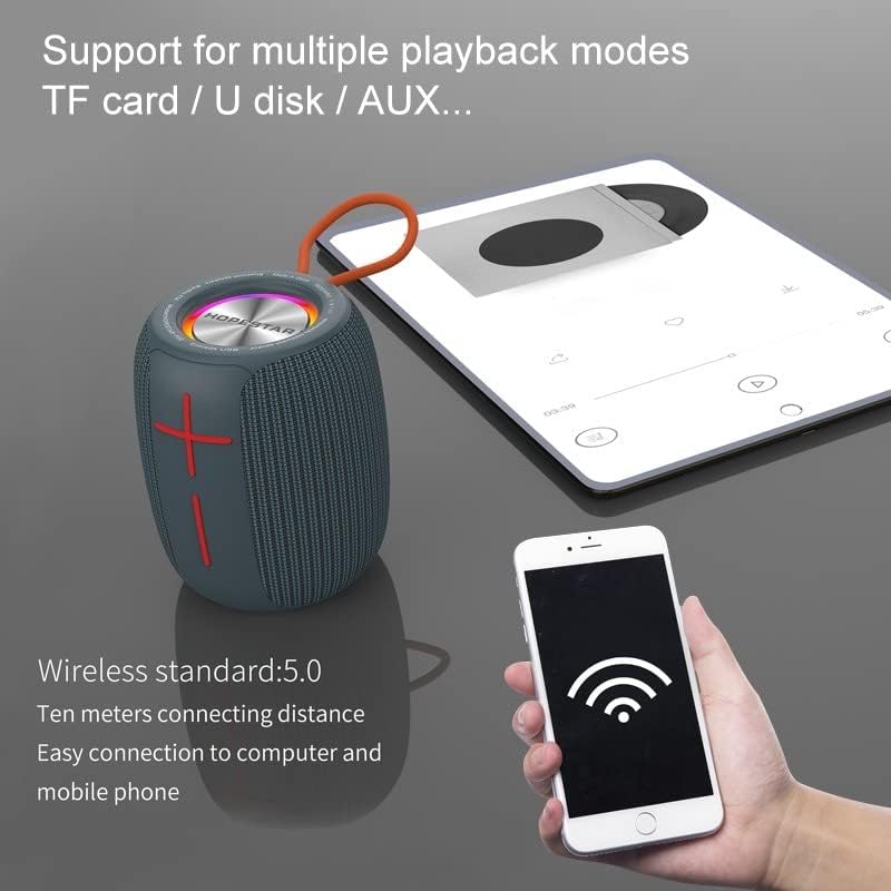 Hopestar P22 speaker connected to a smartphone and tablet