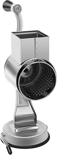 Rallador giratorio 5 en 1 con base de ventosa, rallador manual giratorio de verduras con base de ventosa, 5 cuchillas afiladas de acero inoxidable