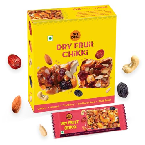 Image of GO DESi - Dry Fruit Chikki | Dry Fruit Bar | Indian Mithai | Gajak | Sweets Gift Pack | 168 grams | Pack of 6 Pieces