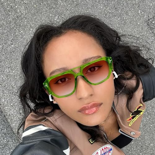 Image of LOHO MAGICA Rectangle Aviator Sunglasses, Retro Sunglasses for Women Men, Trendy Flat Frame Vintage 70s Sun Glasses