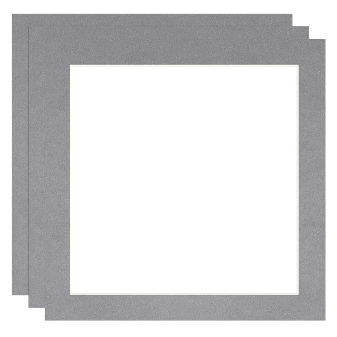 Procut Global 50x50cm Mid Grey Picture Mounts to Fit 40x40cm Aperture - Precision Cut Cardboard Photo Mount - Ideal for Frames, Prints, Artwork & Certificates - Sizes & Colours Available - 3 Pack