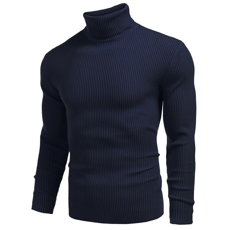 Men's Turtleneck Sweater Autumn and Winter Long Sleeve Pullover Thread Sweater Casual Basic Ribbed Sweatershirt3